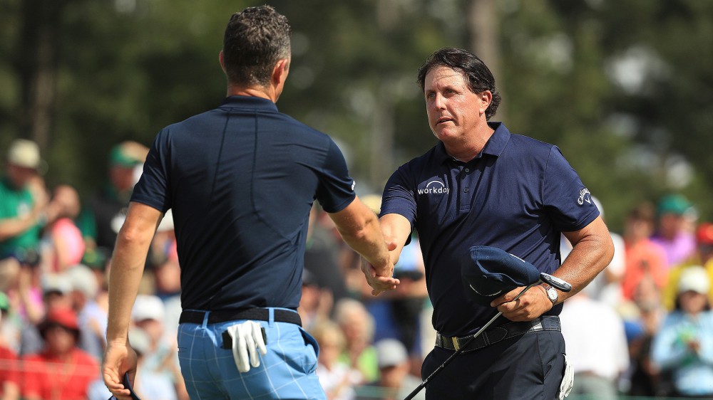 Mickelson in weekend mix after 100th official Masters round