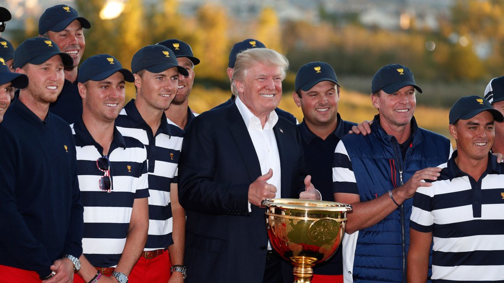 Stricker: 'Great thrill' to get trophy from Trump