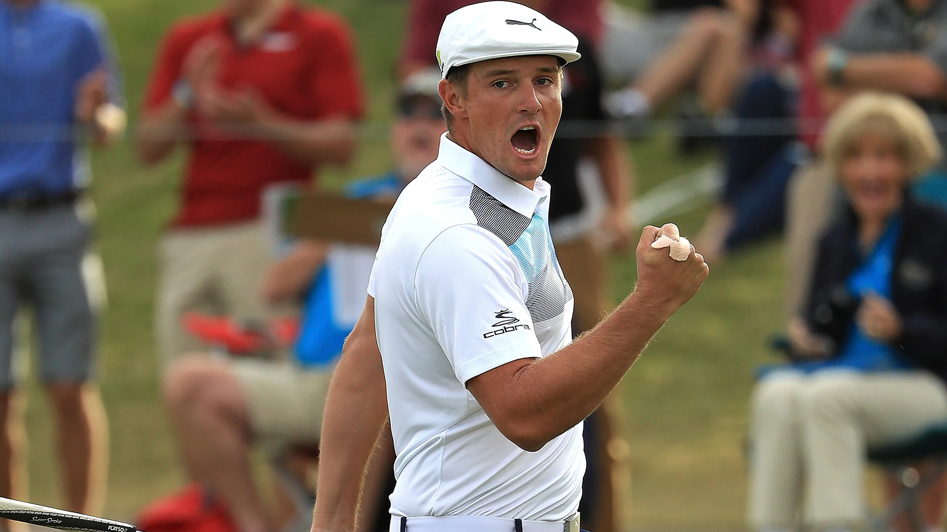 Watch: DeChambeau drains eagle putt, lets fly with fist pump