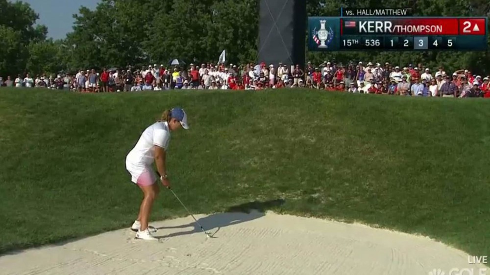 Watch: Kerr holes out for eagle to go dormie