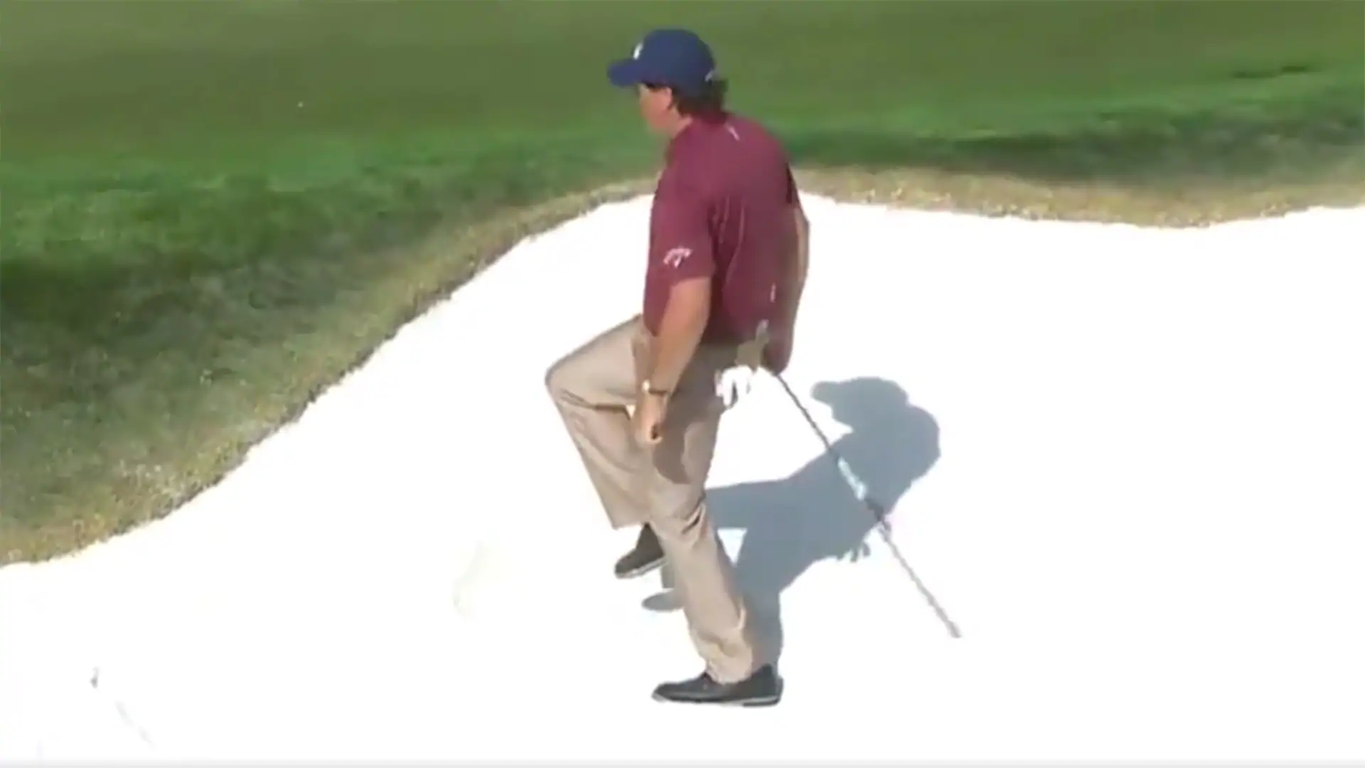 Watch: Phil saved by flag on bunker blast