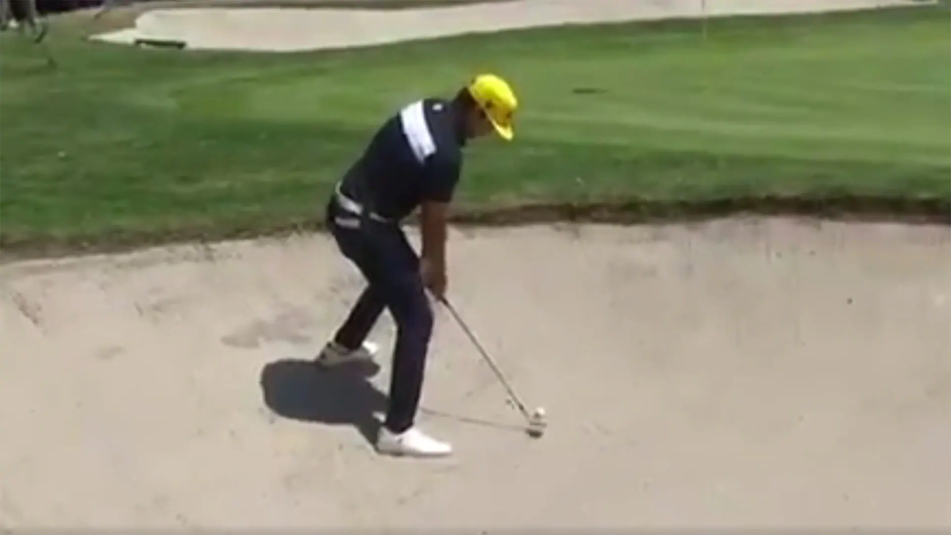 Watch: Rafa ties lead after eagle holeout from sand