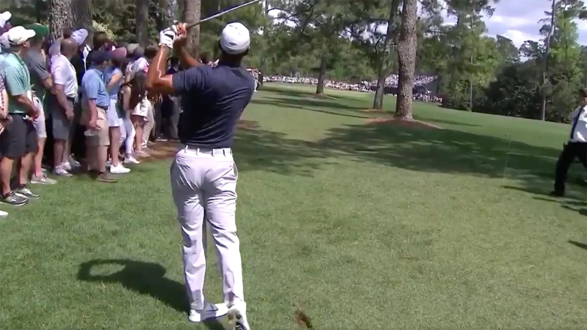 Watch: Tiger makes birdie from the trees at 14