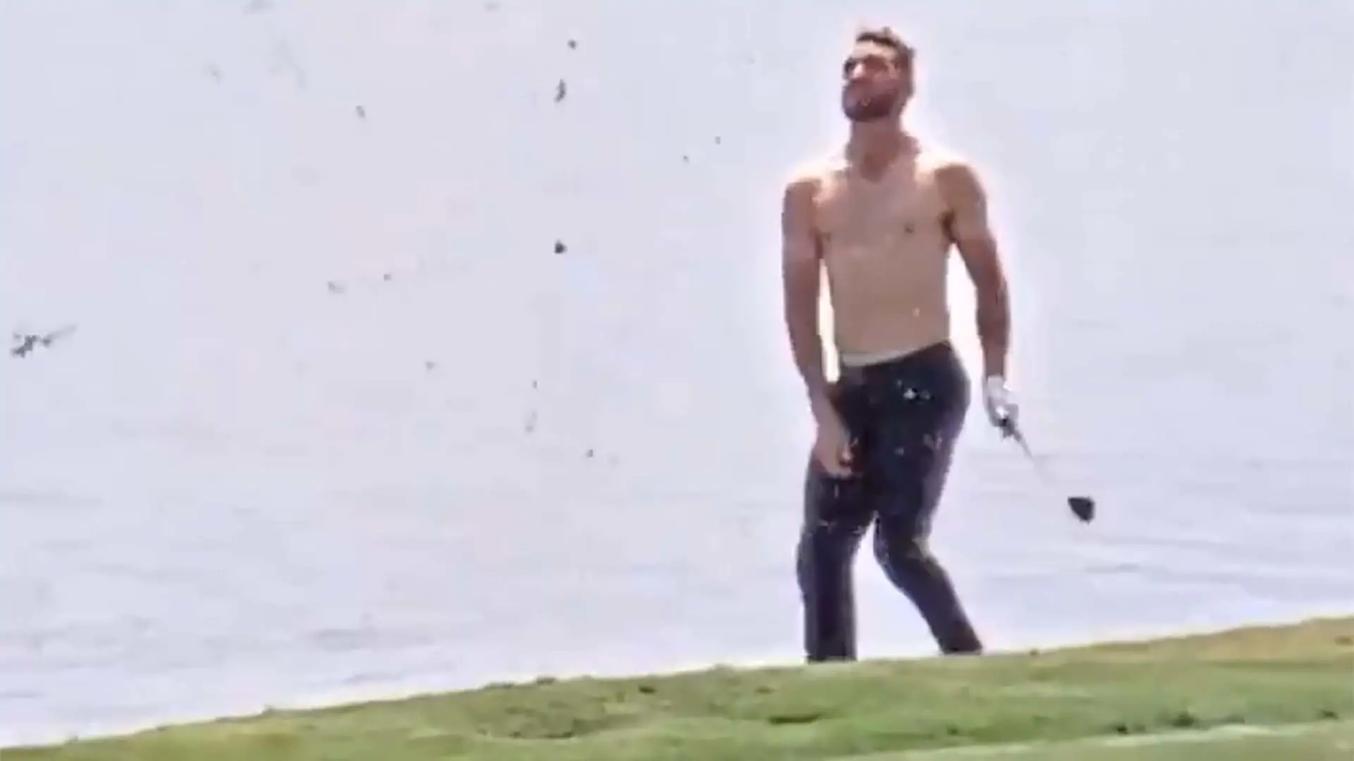 Watch: Web.com's Dougherty goes shirtless for hole-out eagle from water