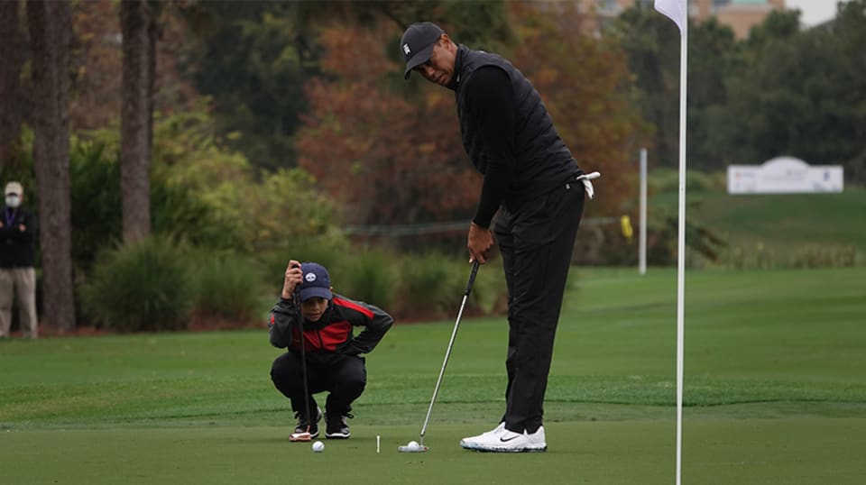 Tiger, son Charlie all smiles as PNC Championship nears